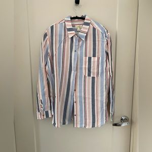 Anthropologie Linen blend striped shirt